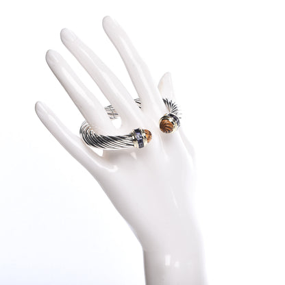 David Yurman Sterling Silver 14K Yellow Gold Citrine Amethyst 10mm Carved Cable Classics Bracelet 2 of 8