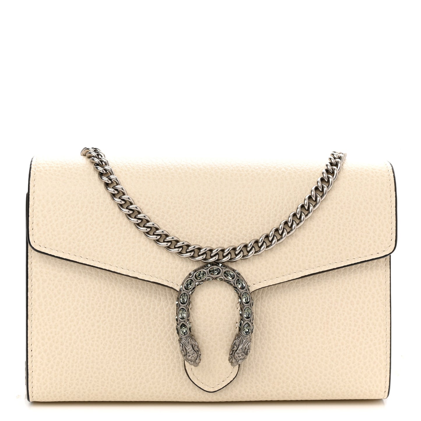 Dollar Calfskin Mini Dionysus Chain Wallet Mystic White