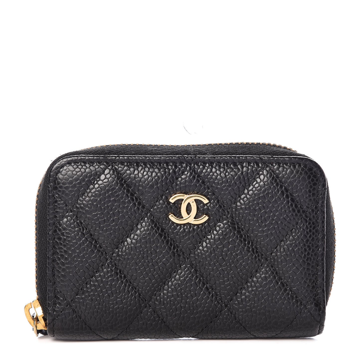 Caviar Quilted Zip Coin Purse Black