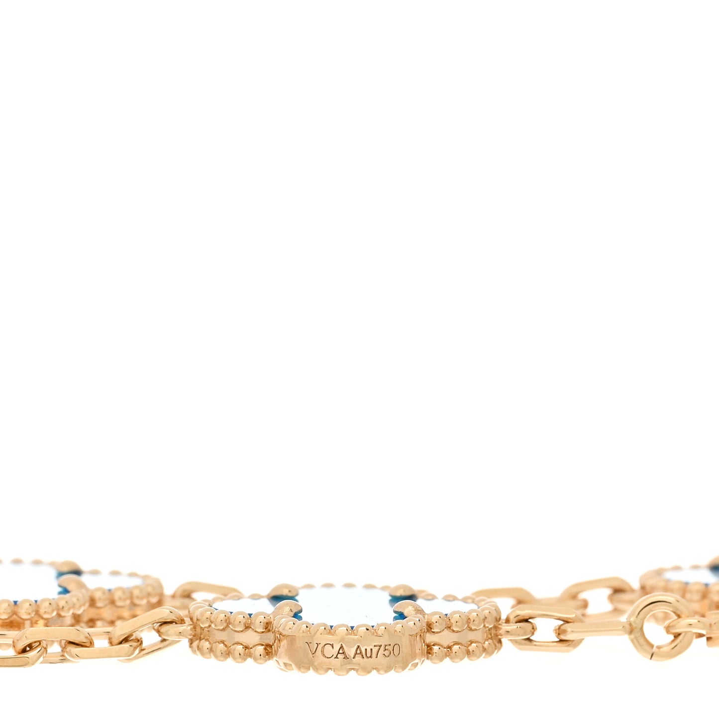 18K Yellow Gold Blue Agate 5 Motifs Vintage Alhambra Bracelet