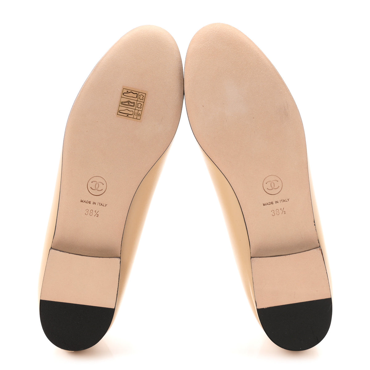 Chanel Lambskin Cap Toe CC Ballerina Flats 38.5 Beige Black 6 of 10