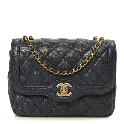 Chanel Crumpled Grained Calfskin Quilted Mini Two Tone Flap Blue 1 of 12