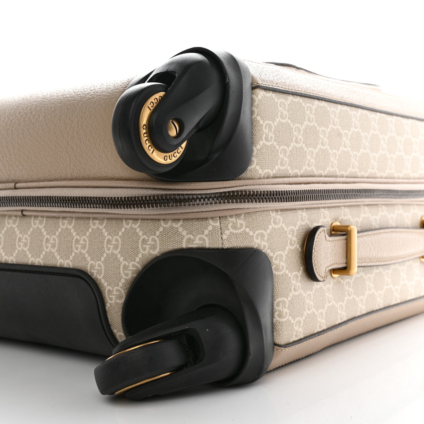 GG Supreme Monogram Textured Dollar Calfskin Web Small Savoy Cabin Trolley Beige Mystic White Oatmeal