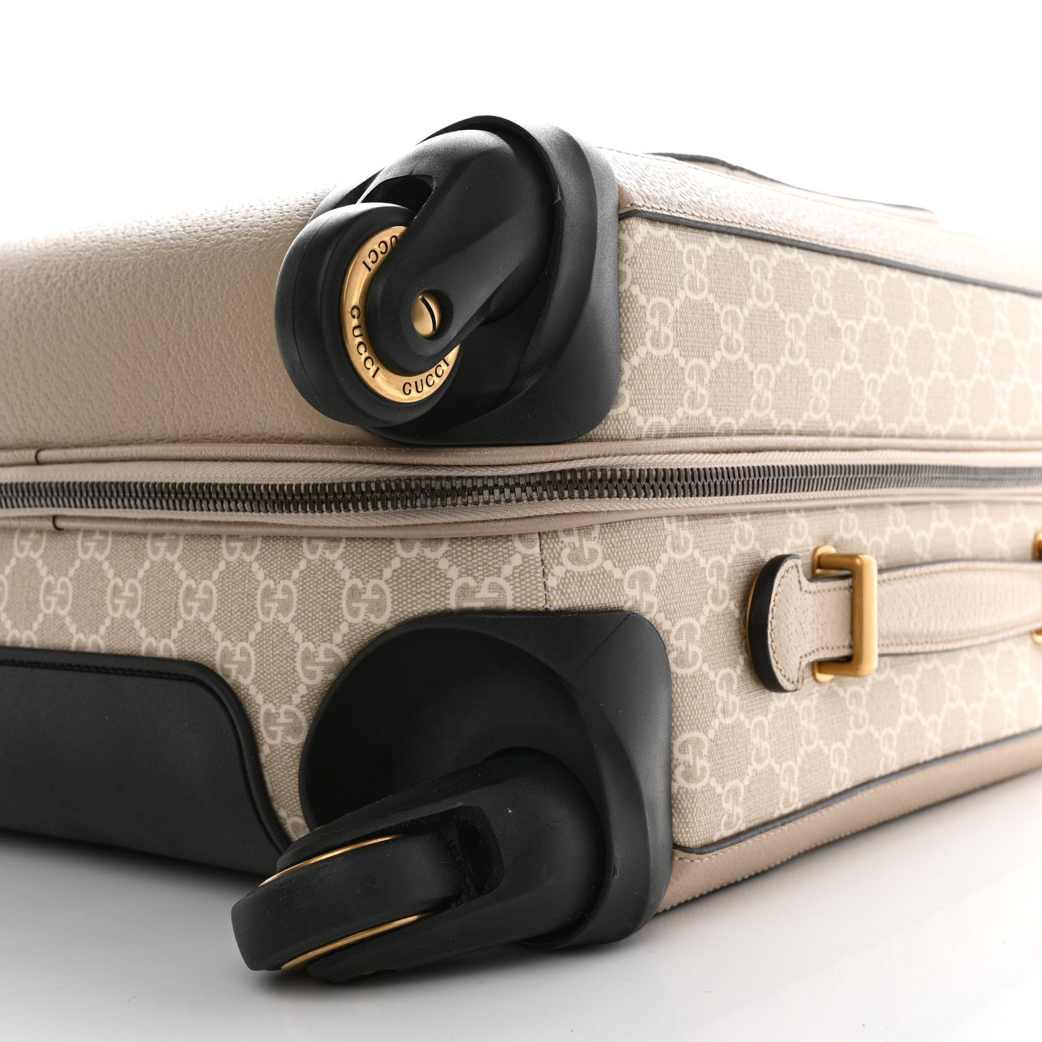Gucci GG Supreme Monogram Textured Dollar Calfskin Web Small Savoy Cabin Trolley Beige Mystic White Oatmeal 9 of 15