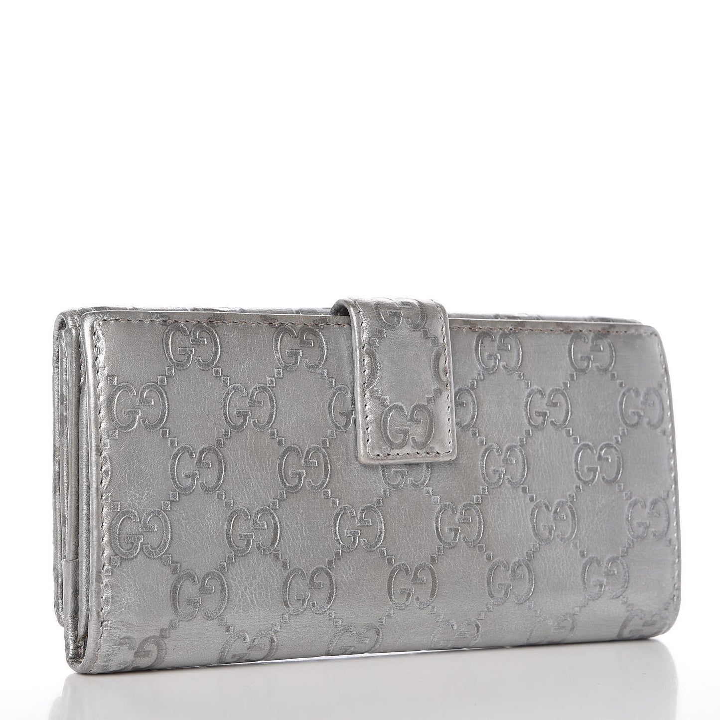 Guccissima New Britt Continental Snap Wallet Silver