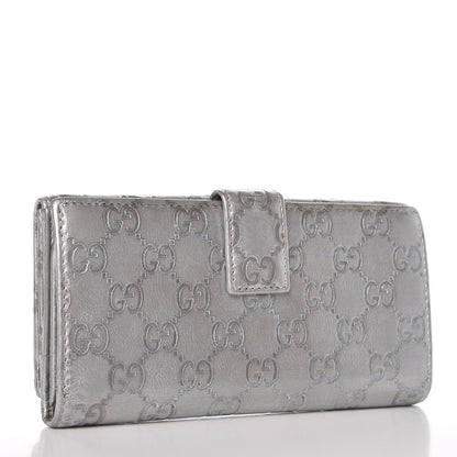 Gucci Guccissima New Britt Continental Snap Wallet Silver 3 of 9
