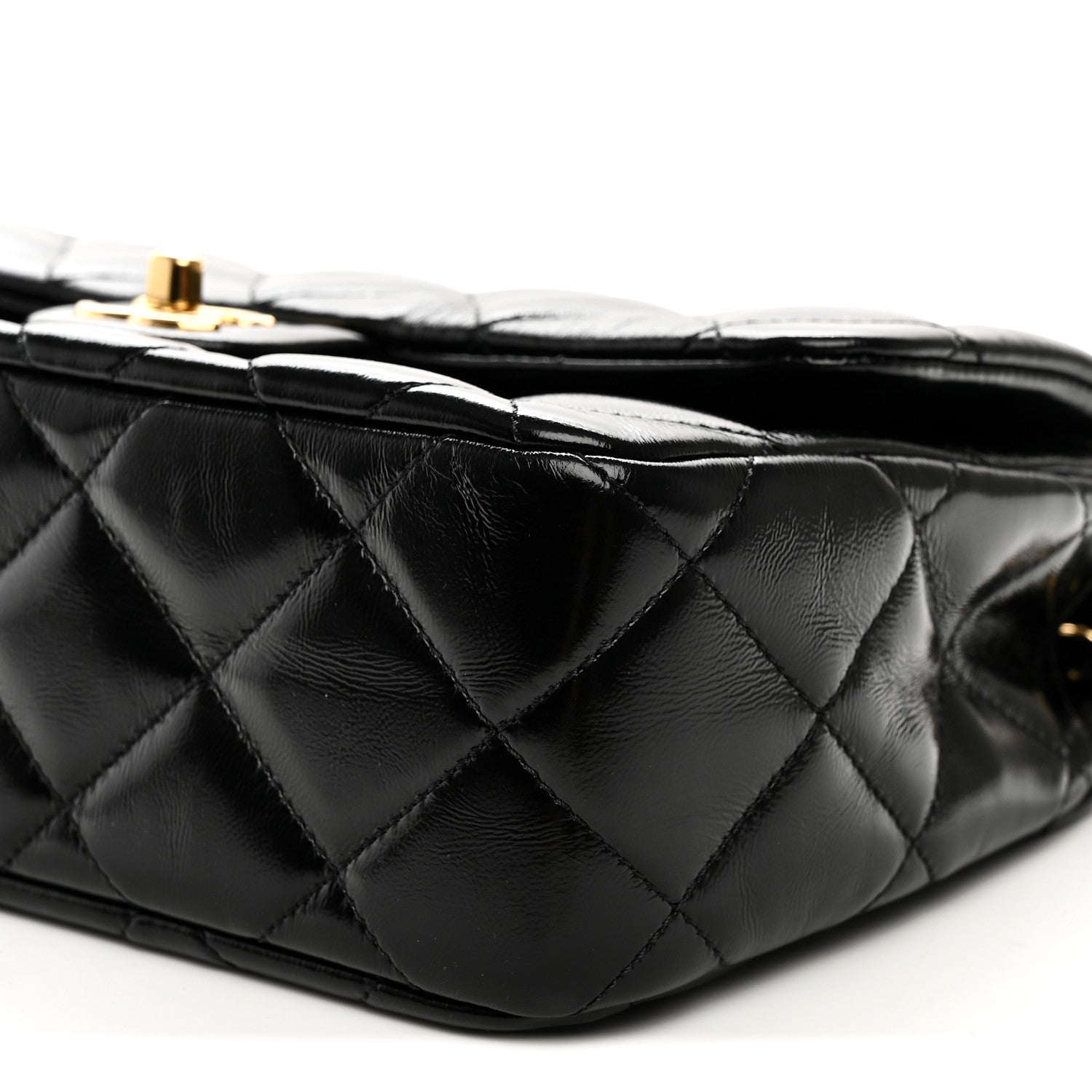 Chanel Shiny Lambskin Quilted Twisted Links Top Handle Flap Black 10 of 11