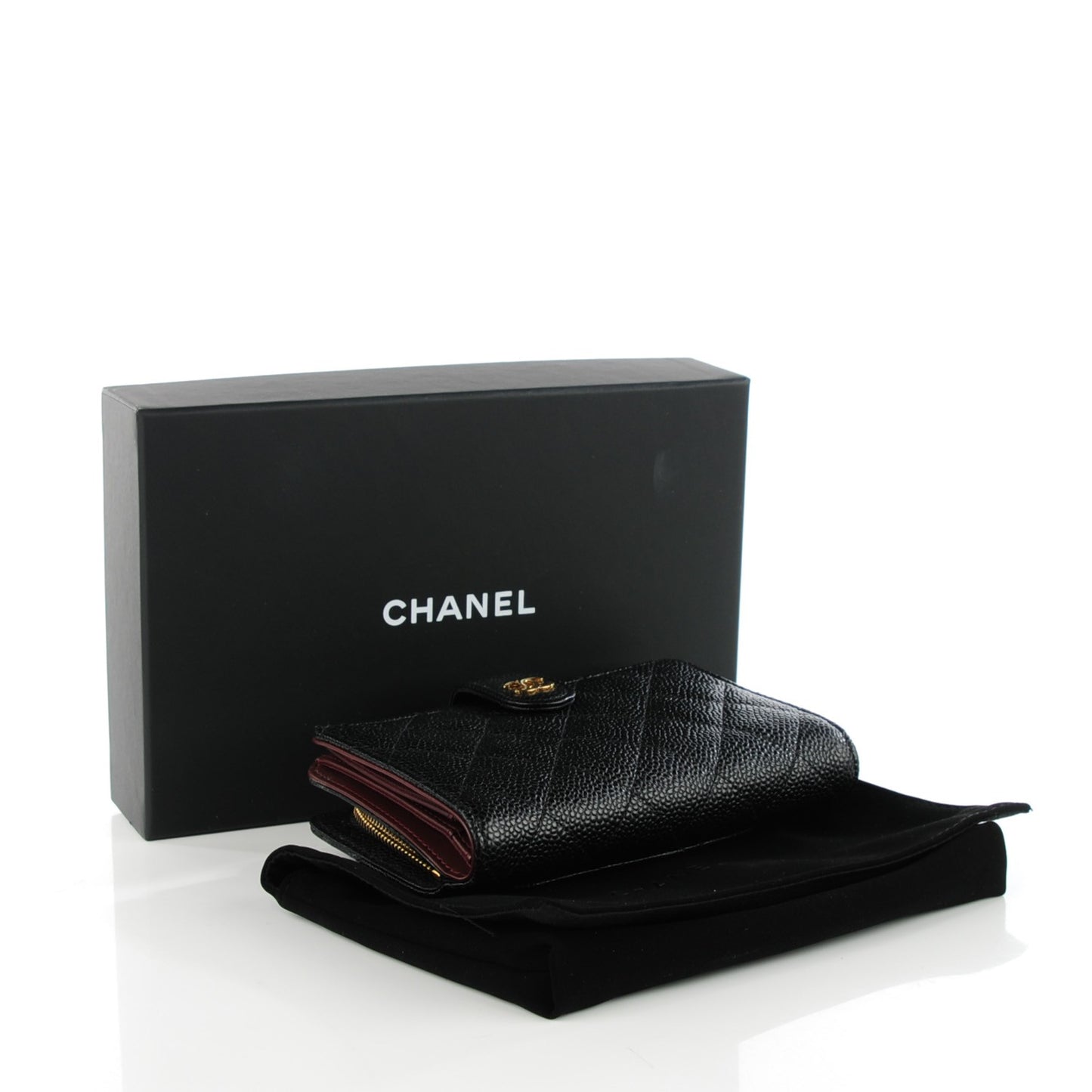Caviar Quilted Zipped Pocket Wallet Black