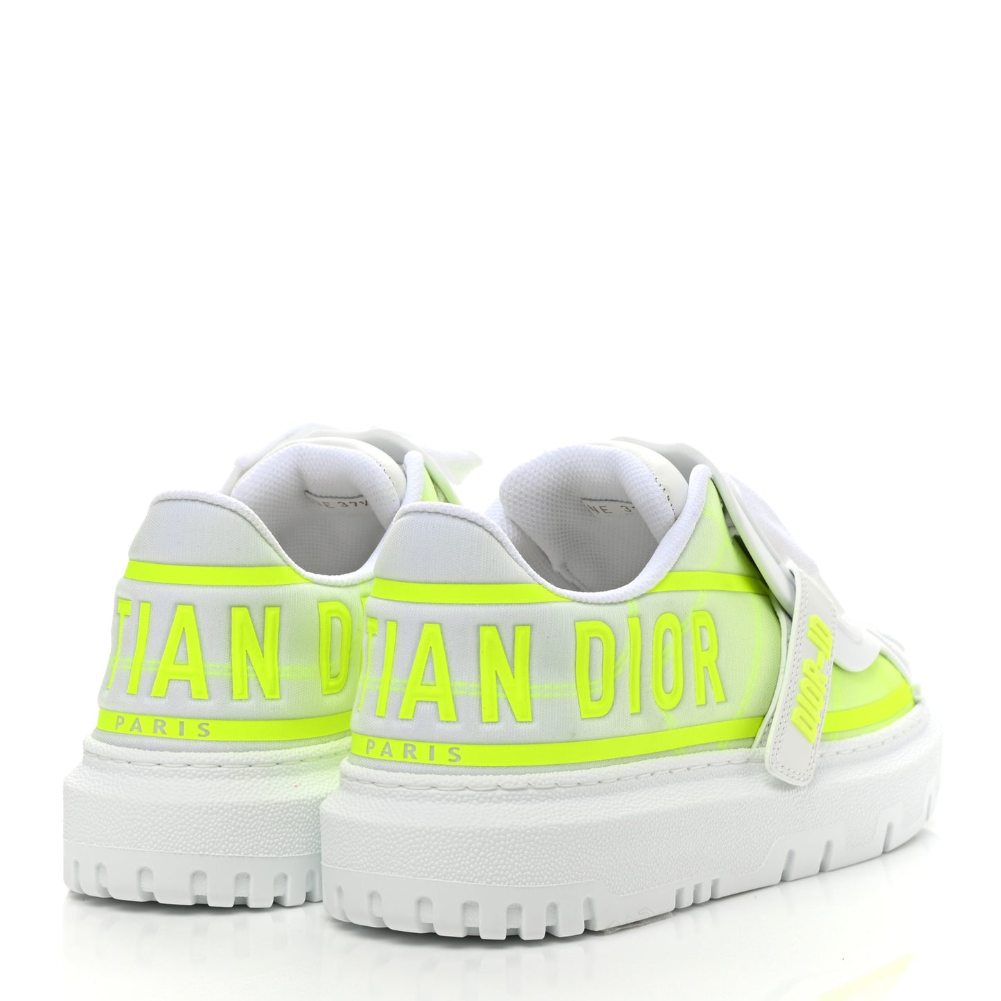 Reflective Fabric Shaded Dior-ID Platform Sneakers 37.5 Yellow Fluo