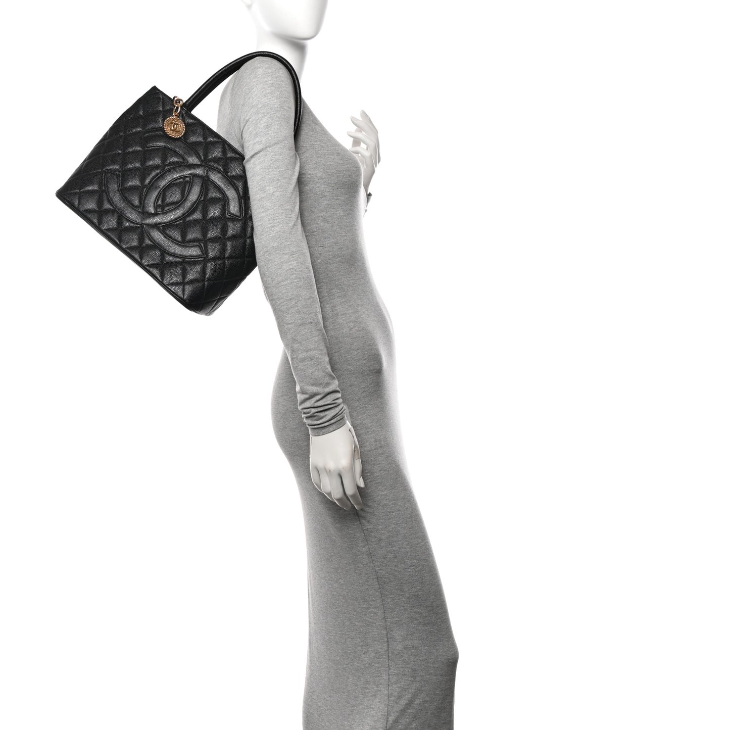 Caviar Quilted Medallion Tote Black