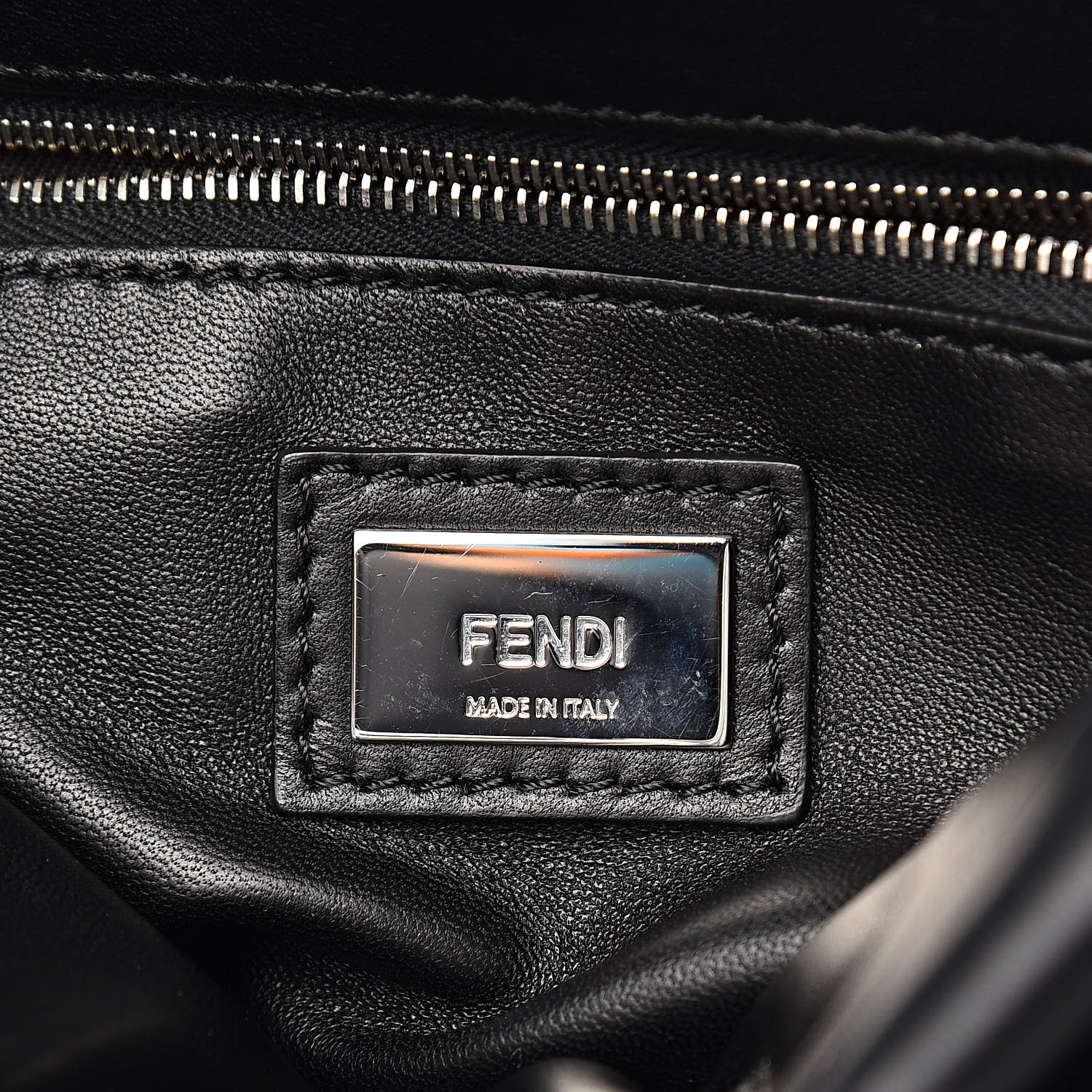 Fendi Nappa Waves Bi-Color Mini Peekaboo Iconic Satchel Black Turchese 7 of 11