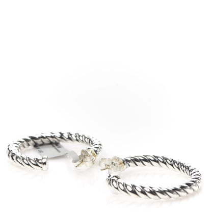 David Yurman Sterling Silver Small Sculpted Cable Hoop Earrings 3 of 4
