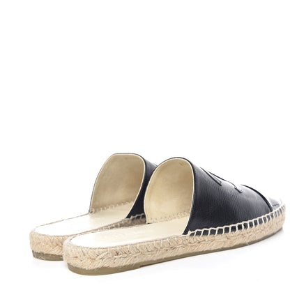 Chanel Iridescent Goatskin Patent CC Espadrille Mules 41 Black 4 of 14