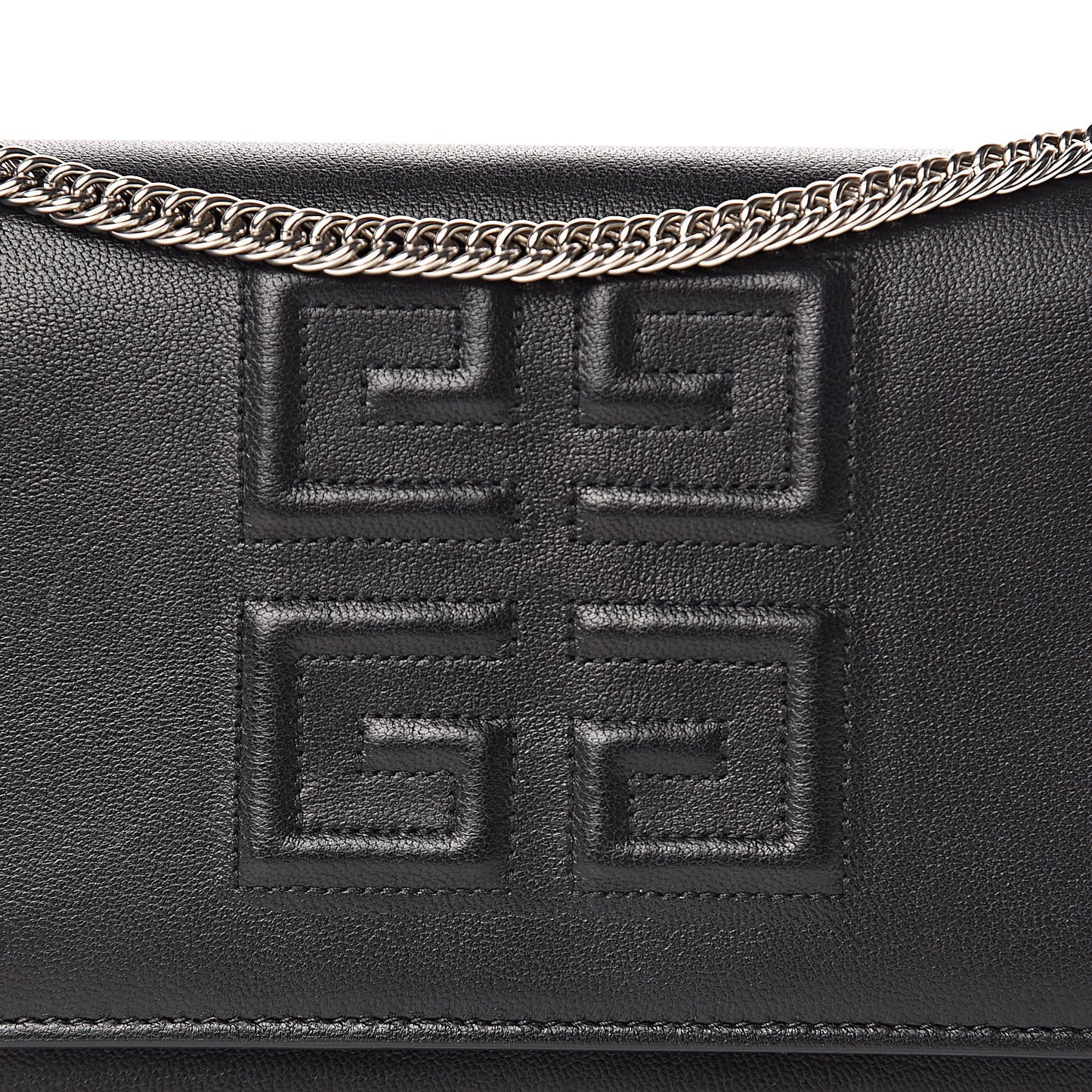 Lambskin Emblem Chain Wallet Black