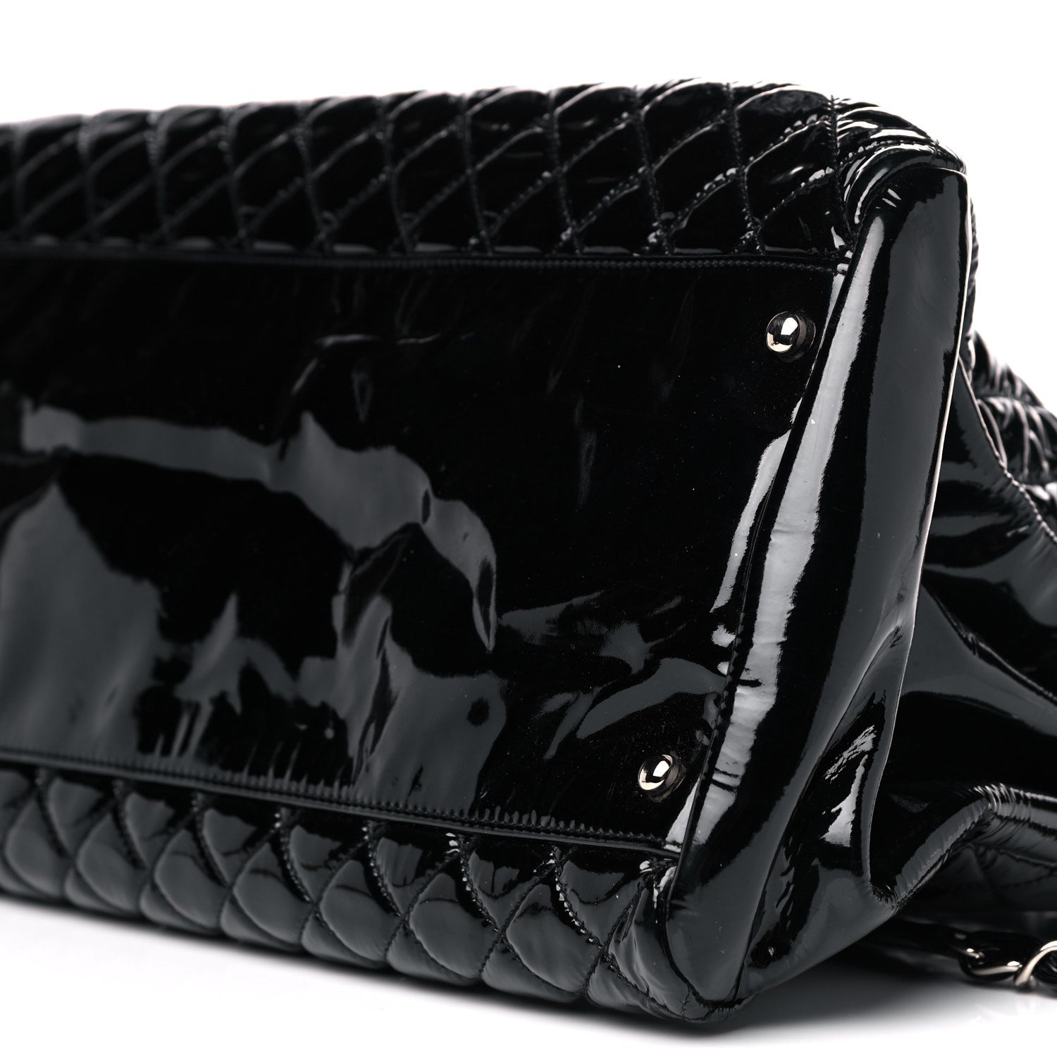 Chanel Patent Quilted Maxi Just Mademoiselle Bowling Bag Black 10 of 12
