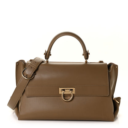 Salvatore Ferragamo Calfskin Sofia Gancini Satchel Brown 1 of 11