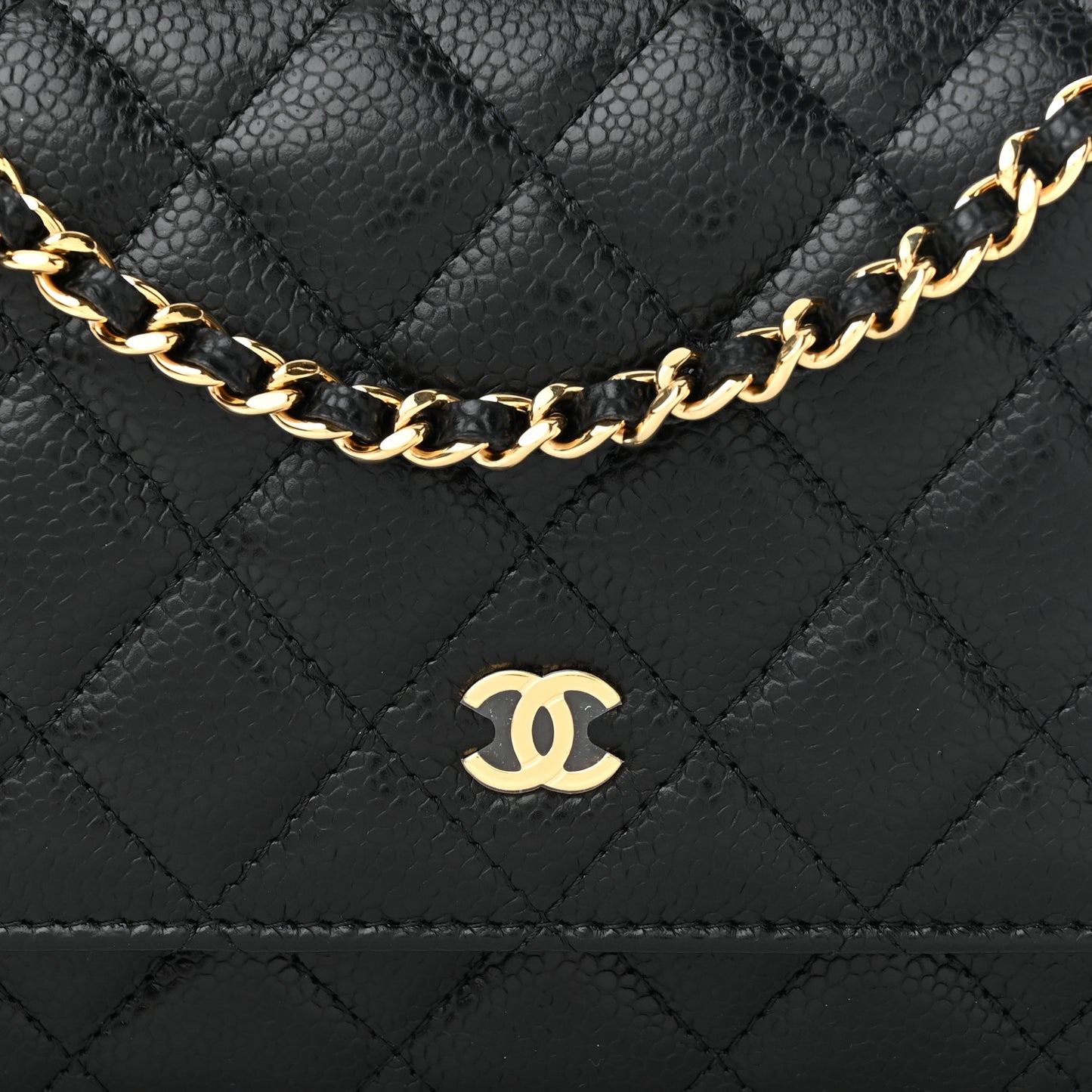 Caviar Quilted Wallet On Chain WOC Black