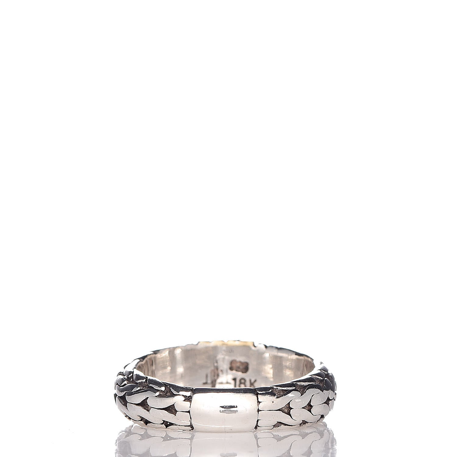 John Hardy Sterling Silver 18K Yellow Gold Classic Chain Ring 51 5.75 4 of 6