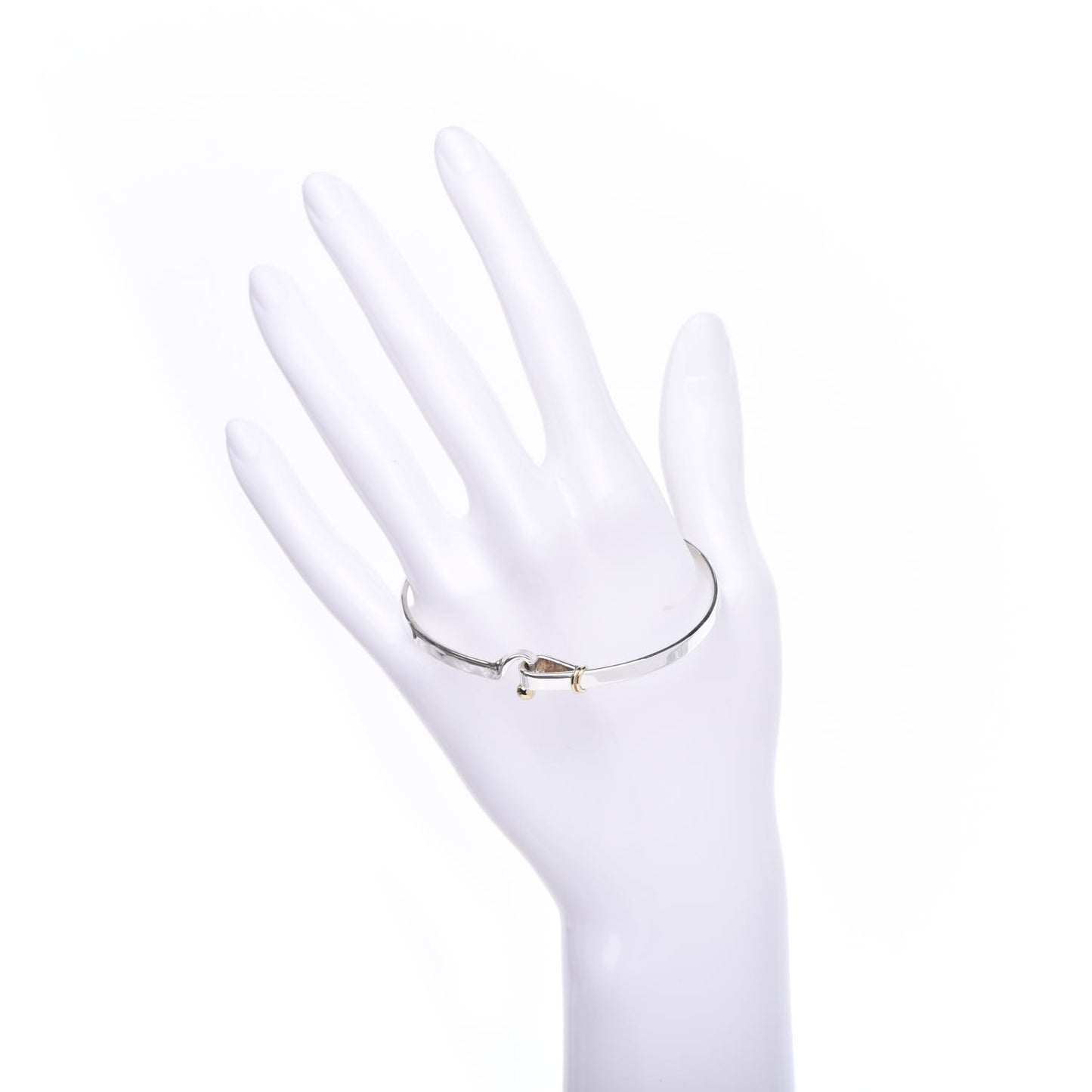 Sterling Silver 18K Yellow Gold Hook Eye Bangle Bracelet
