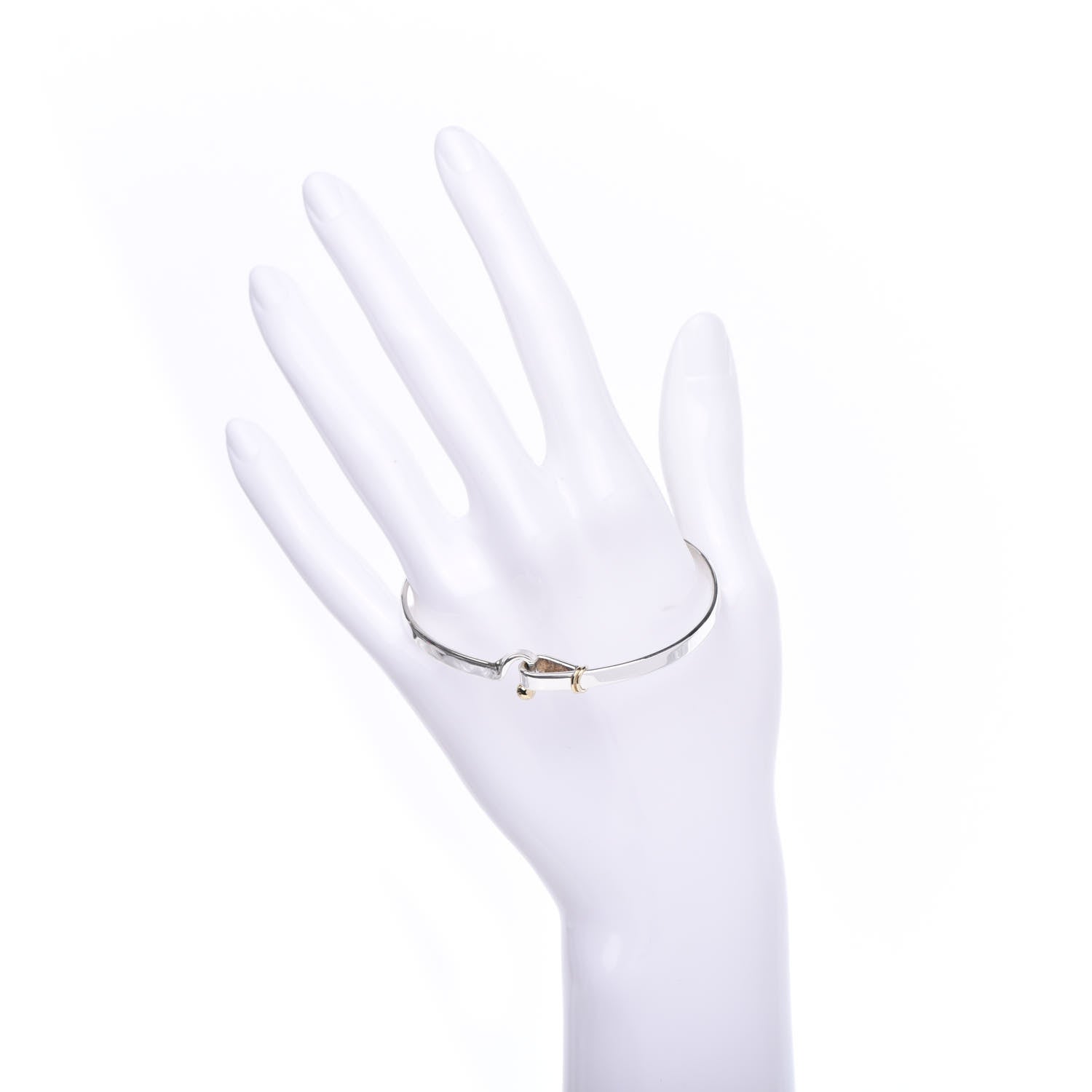 Tiffany Sterling Silver 18K Yellow Gold Hook Eye Bangle Bracelet 2 of 4