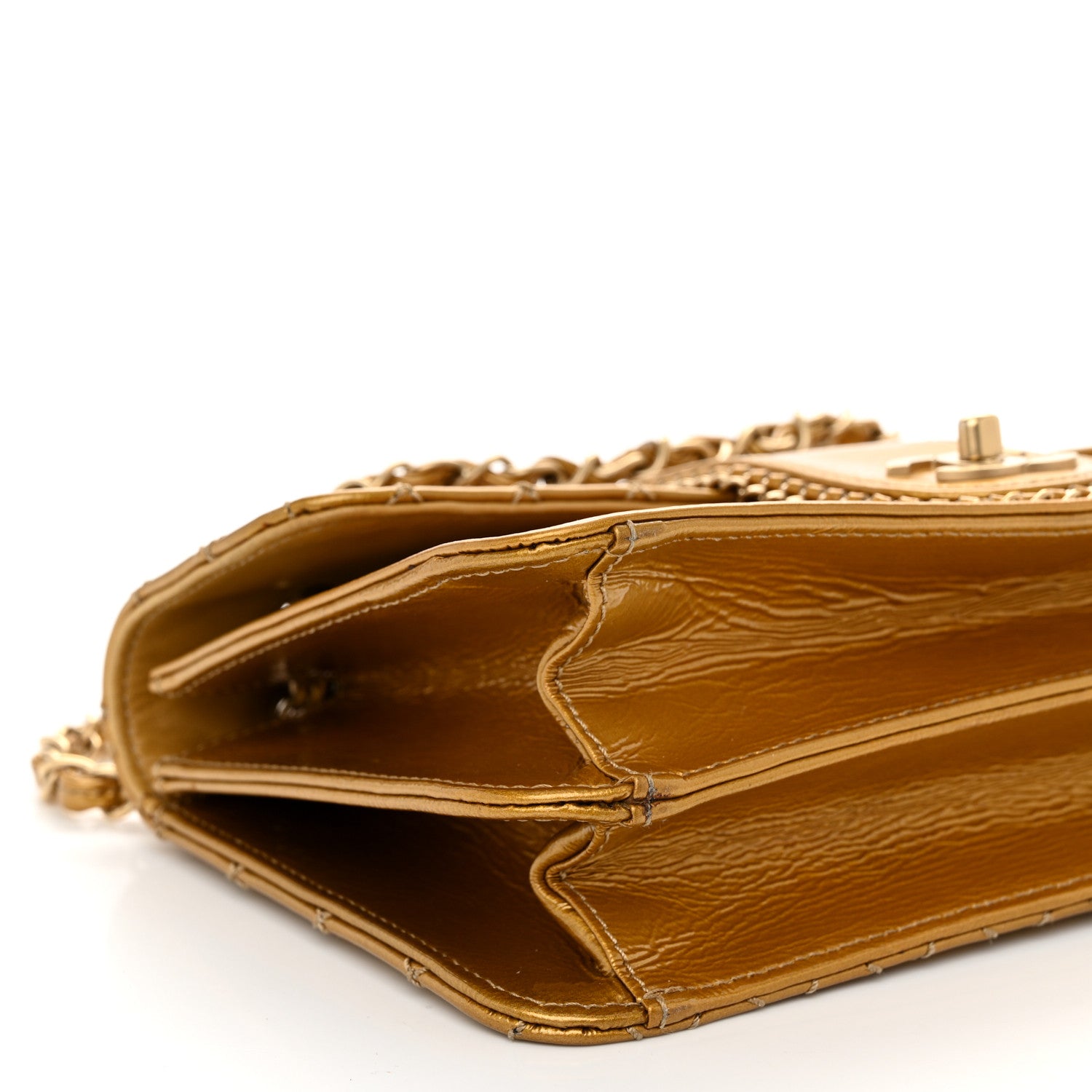 Chanel Patent Medium Madison Flap Gold 9 of 13