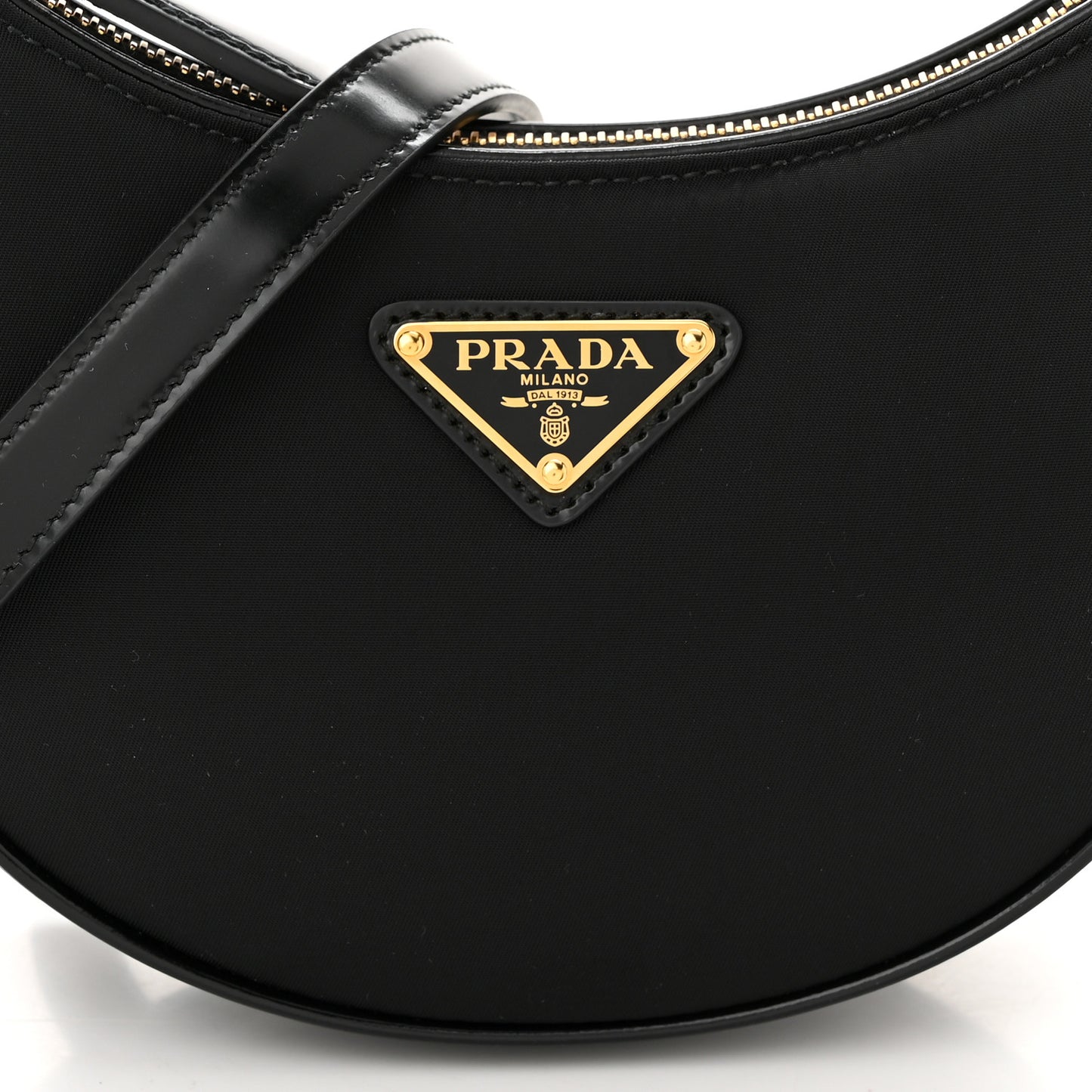 Re-Nylon Spazzolato Mini Arque Shoulder Bag Black