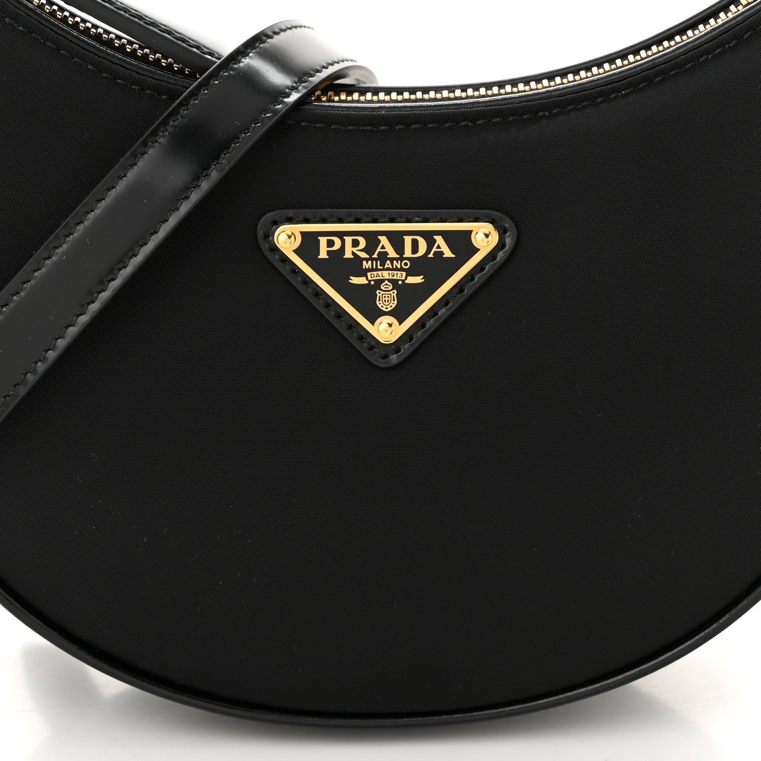 Prada Re-Nylon Spazzolato Mini Arque Shoulder Bag Black 7 of 9