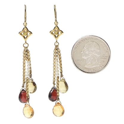 David Yurman 18K Yellow Gold Sapphire Garnet Prasiolite Citrine Pearl Drop Earrings 2 of 4