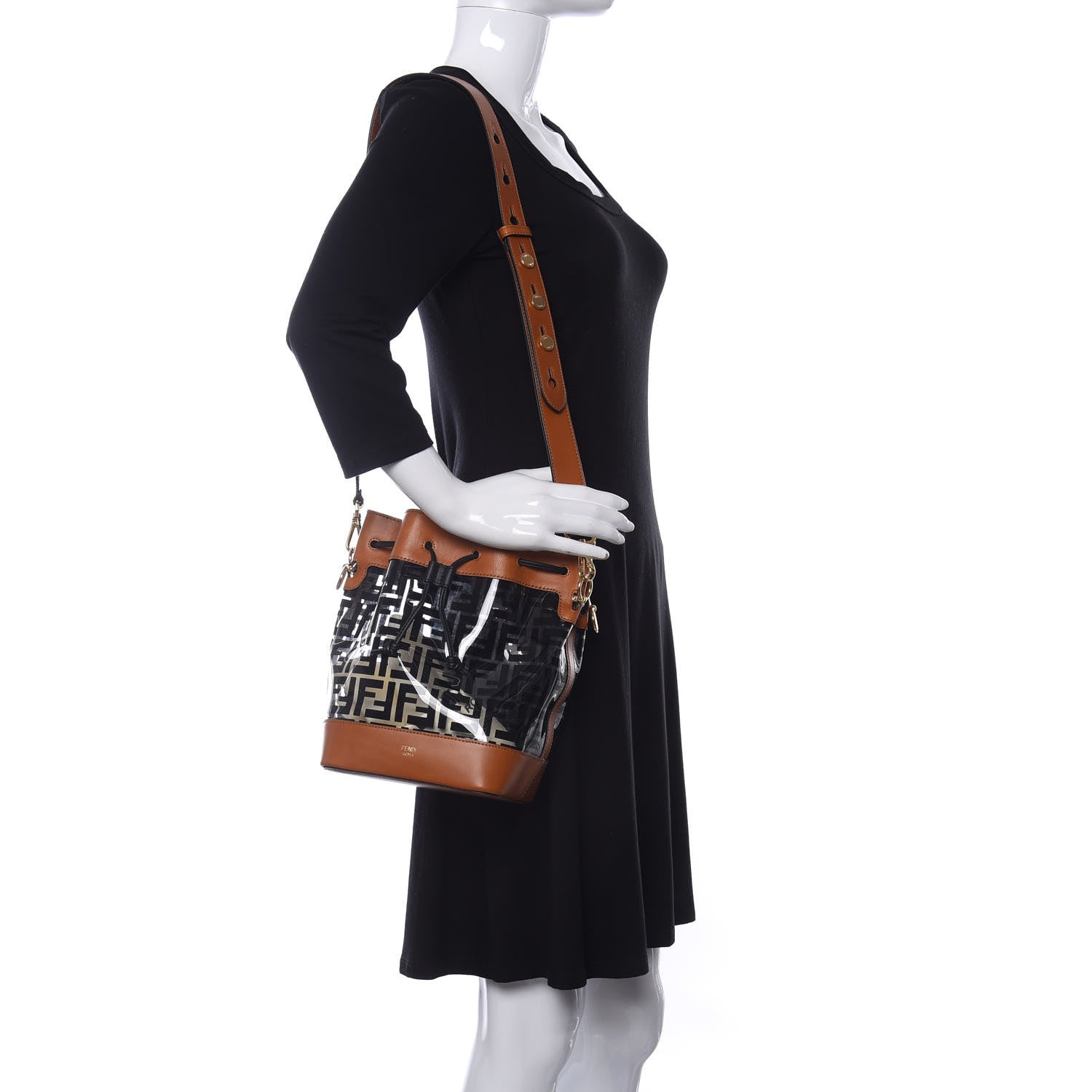 Fendi TPU FF Vitello Aura F is Fendi Grande Mon Tresor Bucket Bag Black Cuoio 2 of 10