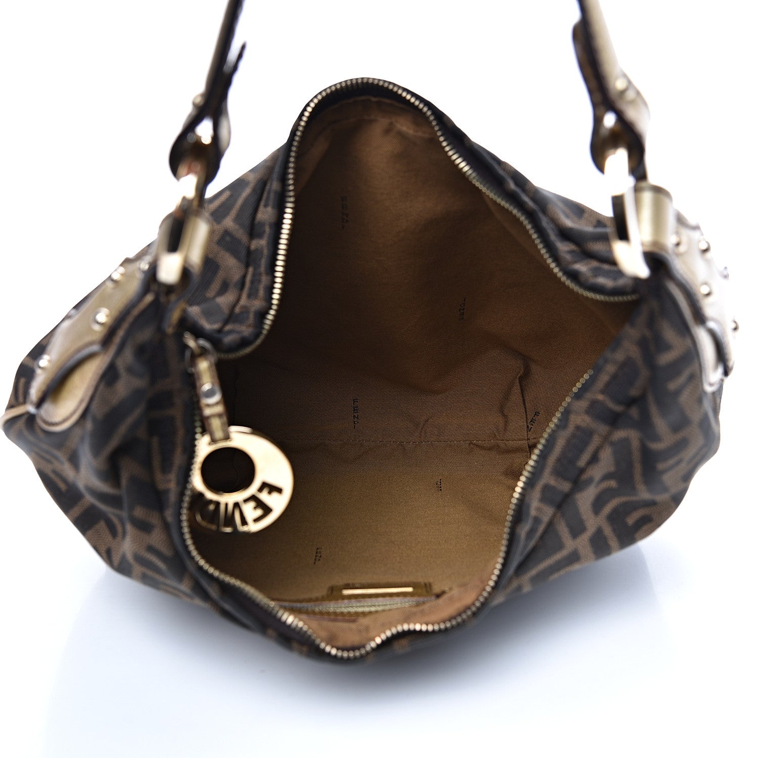 Fendi Zucca Laminated Vachetta Small Chef Hobo Tobacco Bronzo 4 of 13