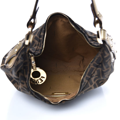 Fendi Zucca Laminated Vachetta Small Chef Hobo Tobacco Bronzo 4 of 13