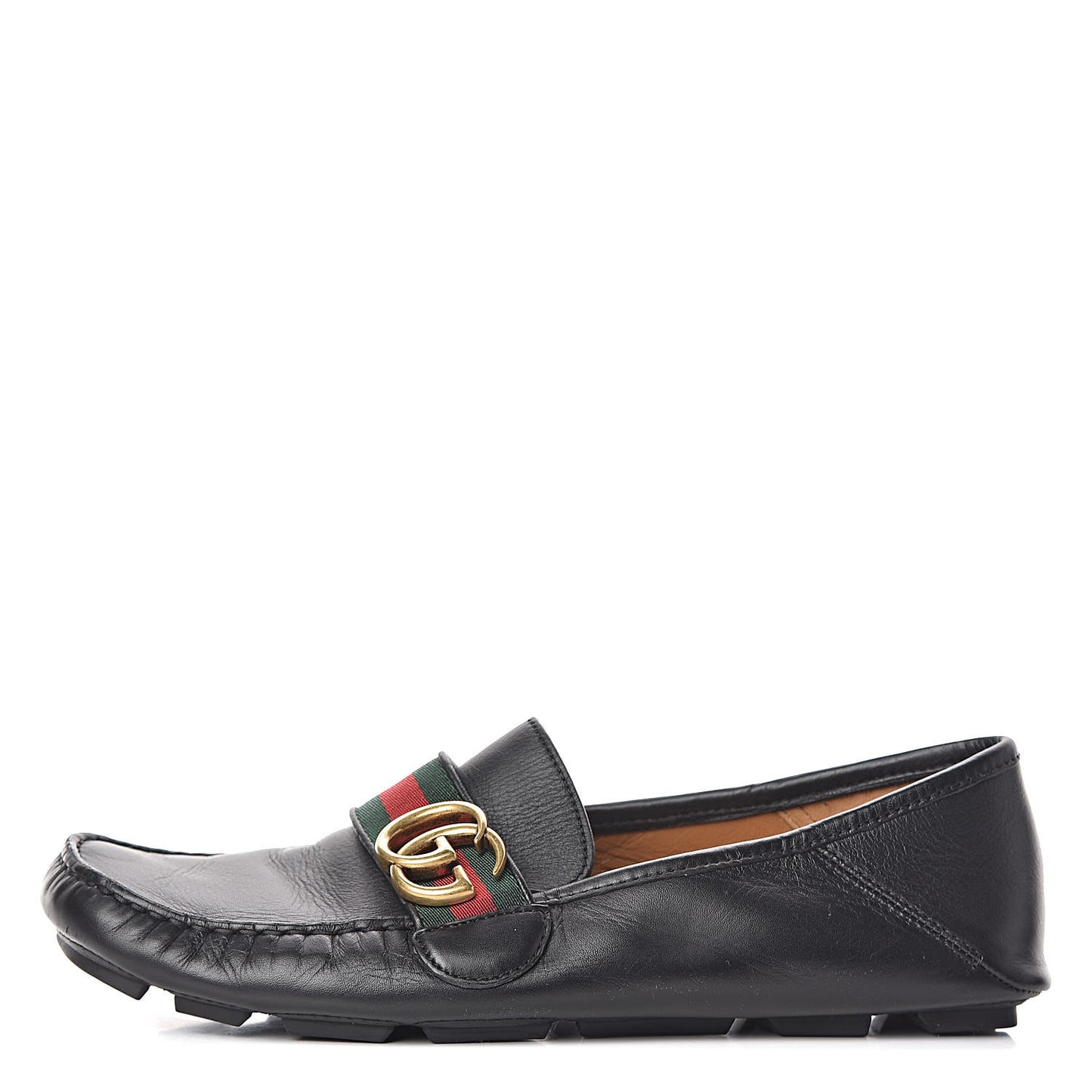 Velvety Calfskin Web Mens Noel Driver Loafers 6.5 Black