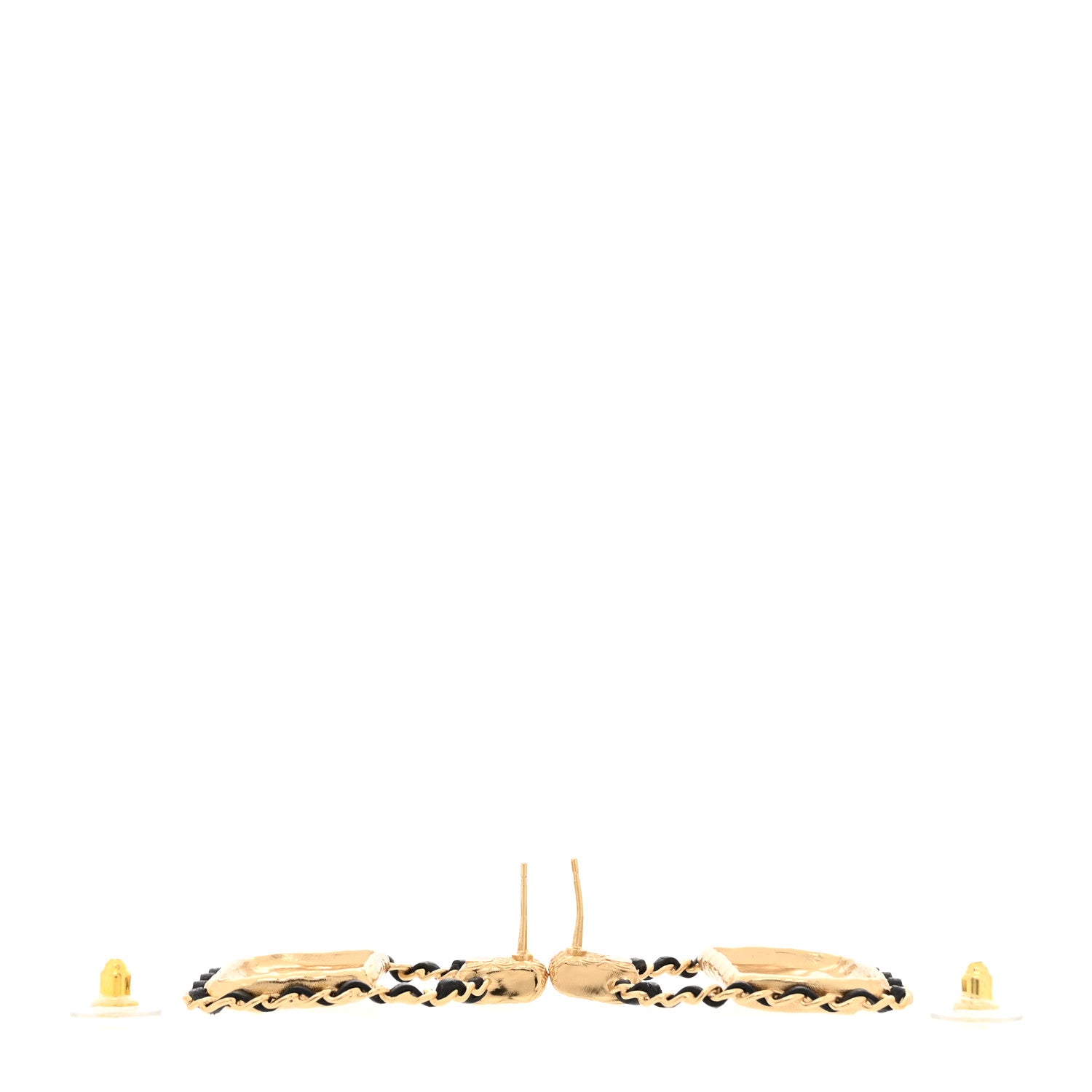 Chanel Metal Lambskin Quilted CC Chain Flap Bag Earrings Gold Black 3 of 6