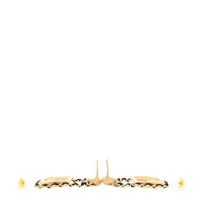 Chanel Metal Lambskin Quilted CC Chain Flap Bag Earrings Gold Black 3 of 6