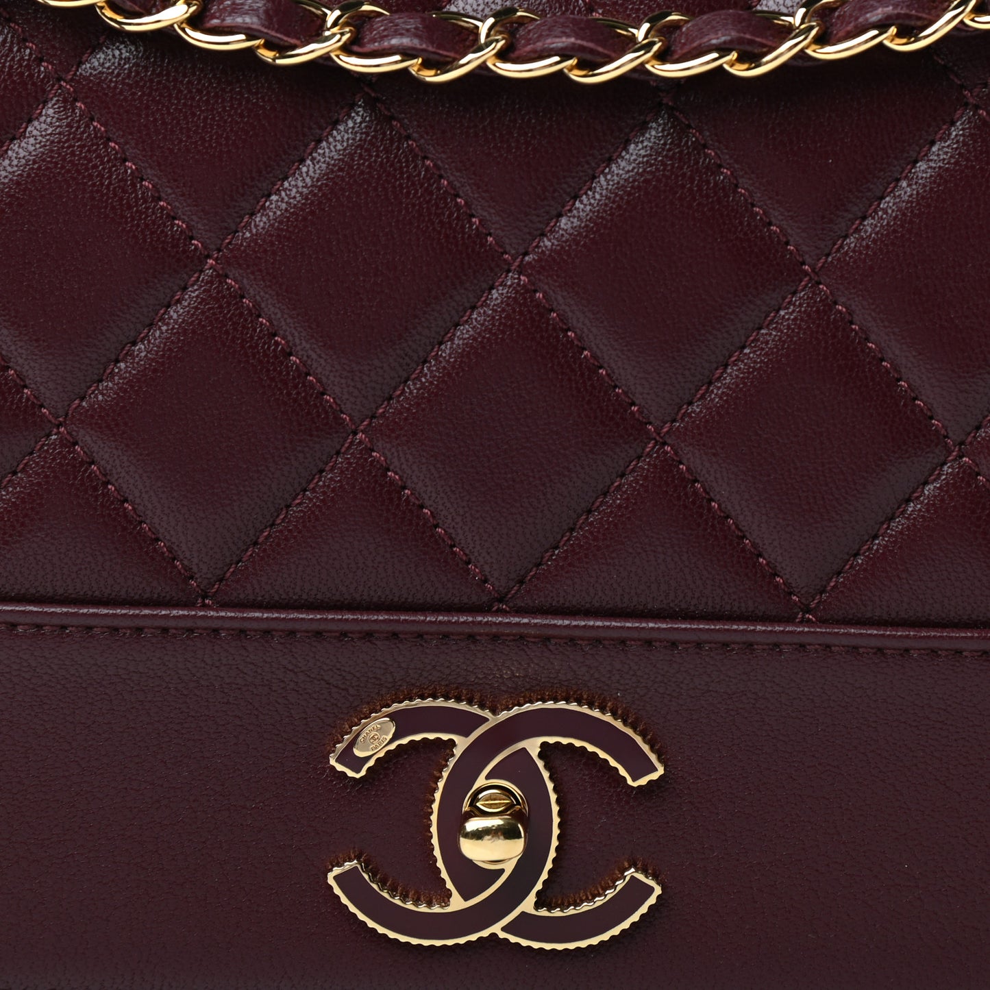 Sheepskin Quilted Vintage Mademoiselle Flap Dark Red