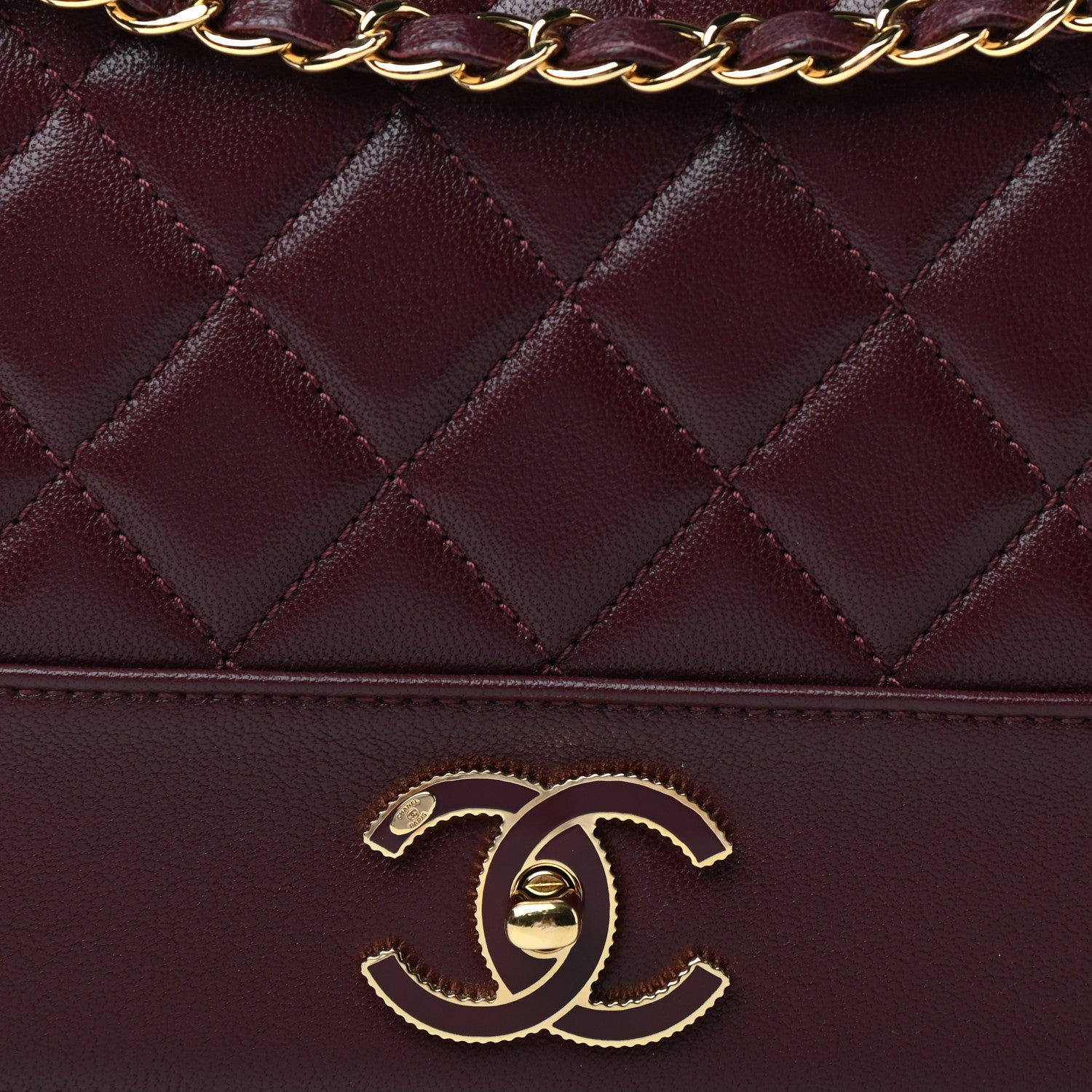 Chanel Sheepskin Quilted Vintage Mademoiselle Flap Dark Red 10 of 11