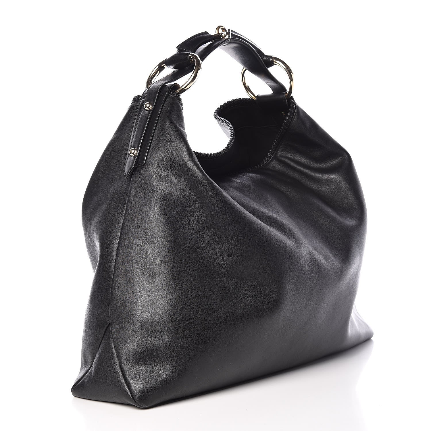 Gucci Calfskin Large Horsebit Chain Hobo Black 3 of 13