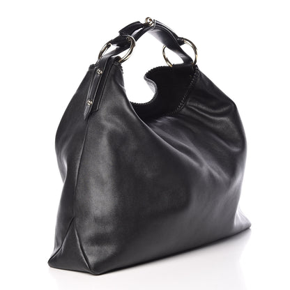 Gucci Calfskin Large Horsebit Chain Hobo Black 3 of 13