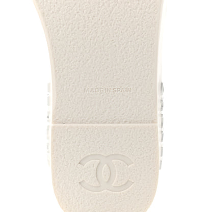 Chanel Lambskin Quilted CC Espadrille Slip On Sandals 39 White 6 of 8