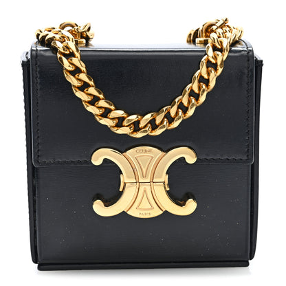 Celine Shiny Calfskin Triomphe Mini Chain Box Bag Black 1 of 9