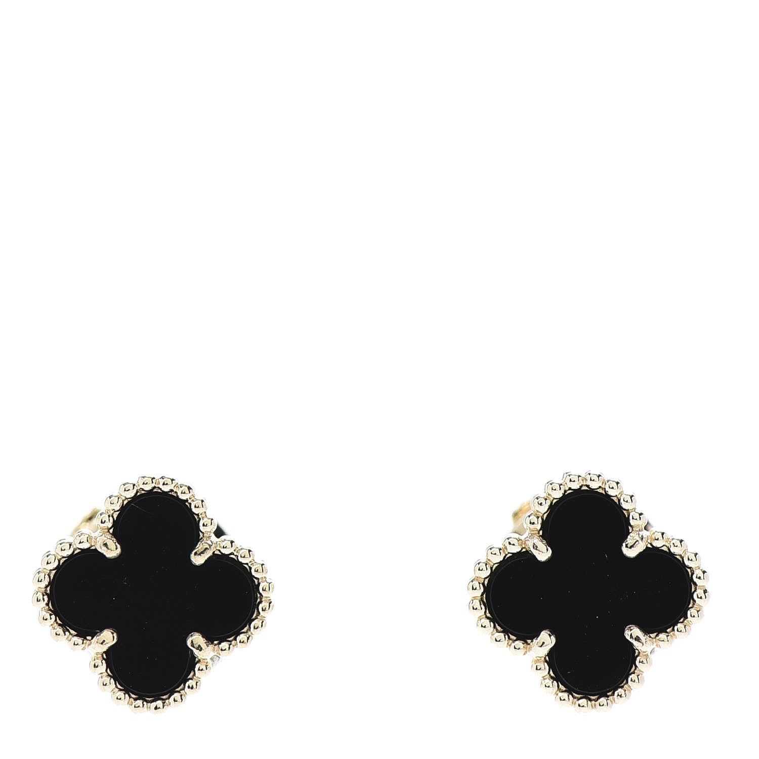 Van Cleef & Arpels 18K Yellow Gold Black Onyx Sweet Alhambra Earrings 1 of 5