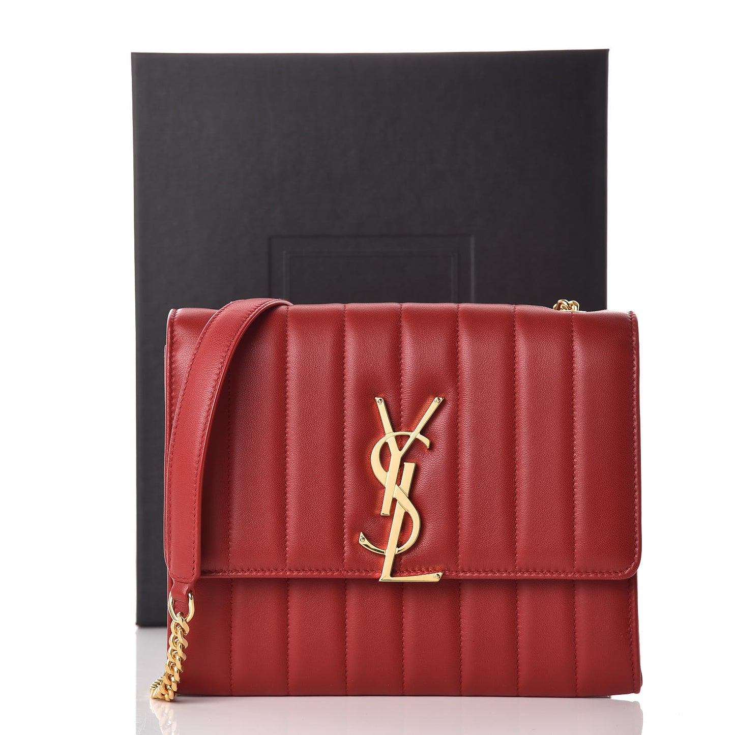 Lambskin Matelasse Monogram Vicky Chain Wallet Rouge Eros