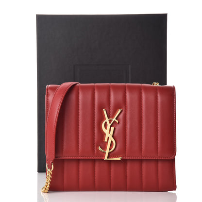 Saint Laurent Lambskin Matelasse Monogram Vicky Chain Wallet Rouge Eros 11 of 11