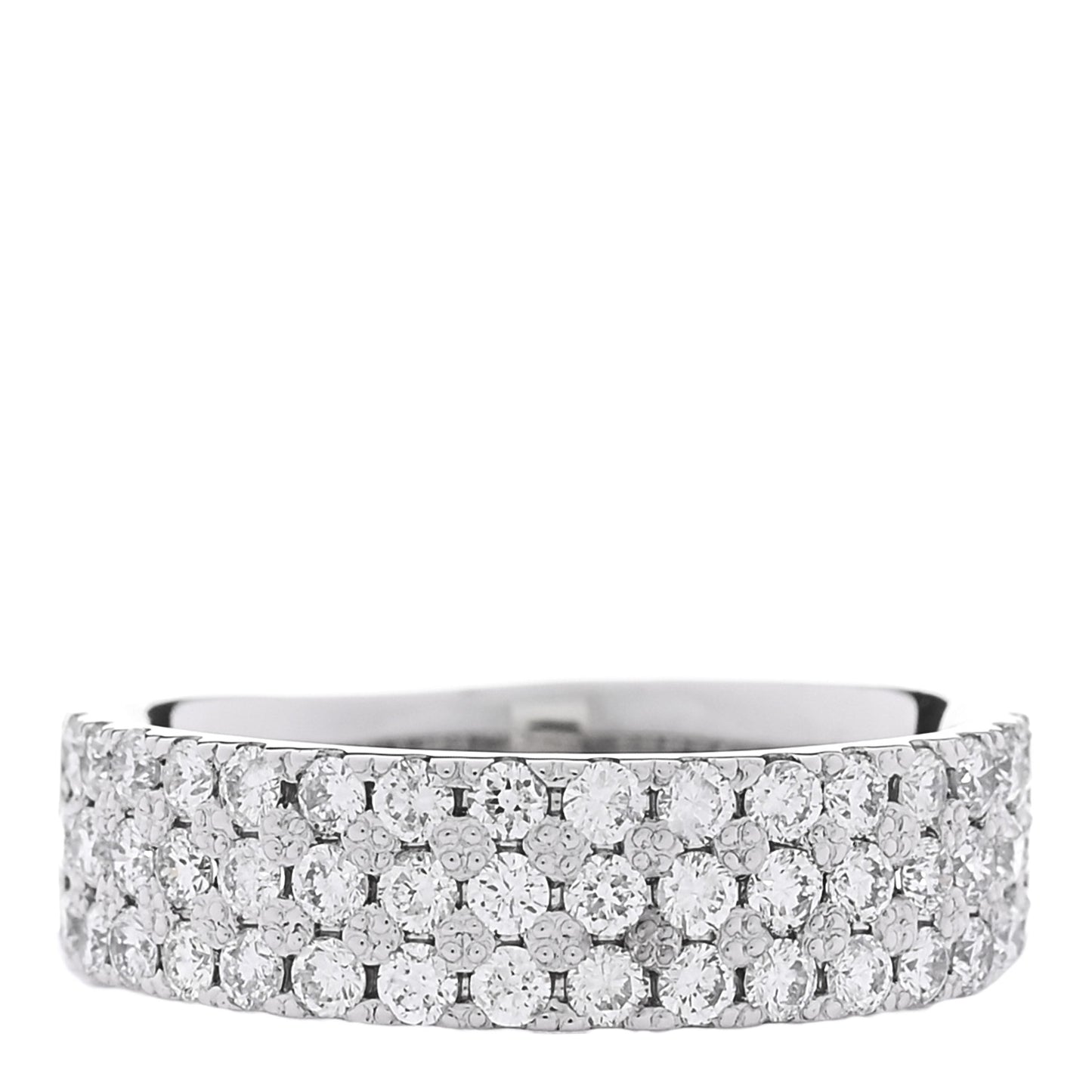 18K White Gold Diamond 1.00ctw Three Row Half Band Ring 54 7