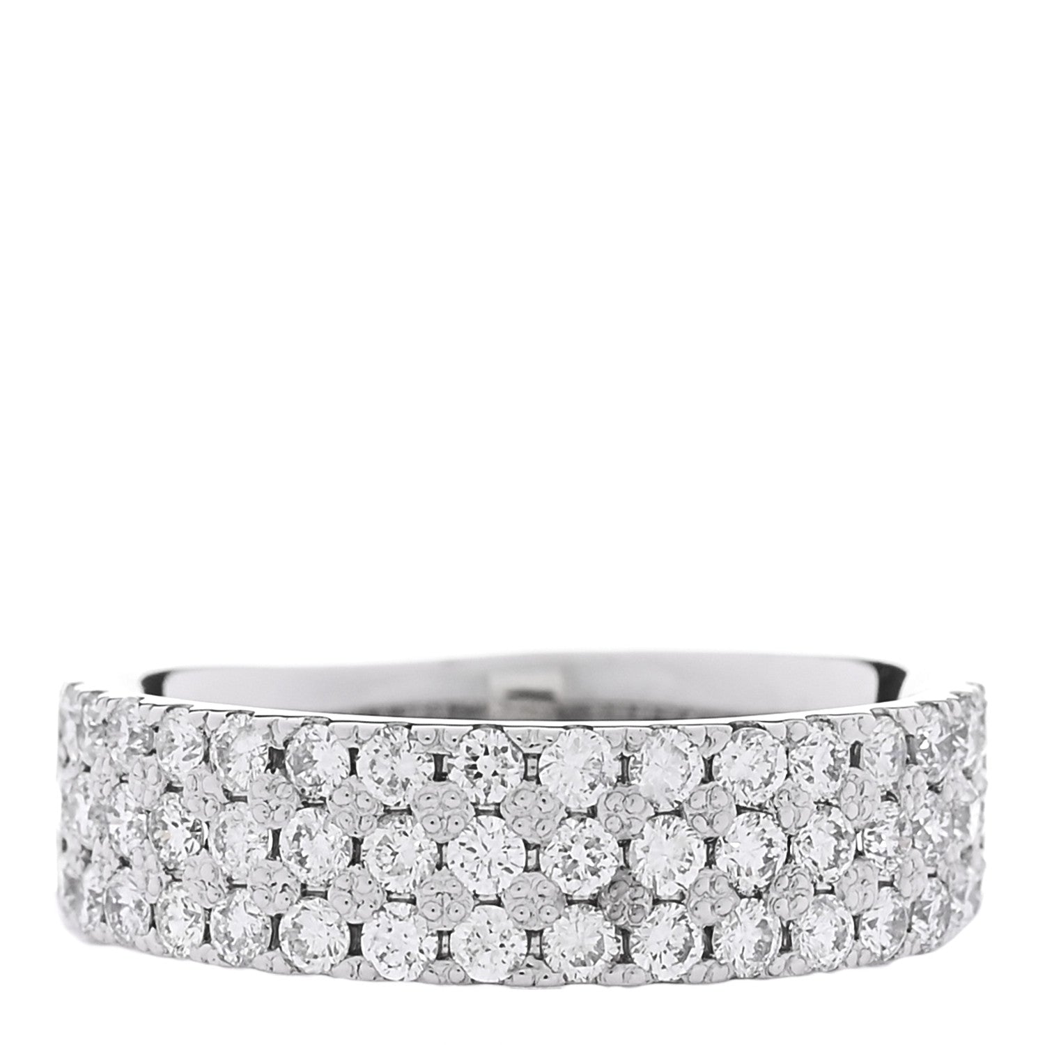 Parker & West by FASHIONPHILE 18K White Gold Diamond 1.00ctw Three Row Half Band Ring 54 7 1 of 5