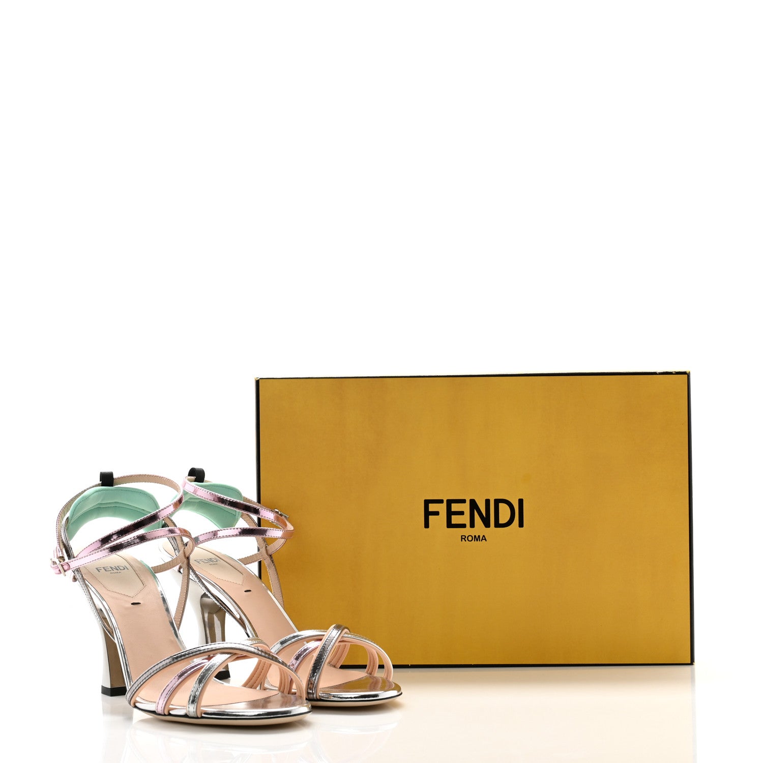 Fendi Metallic Colibri 85mm Strappy Sandals 38 Silver 9 of 9