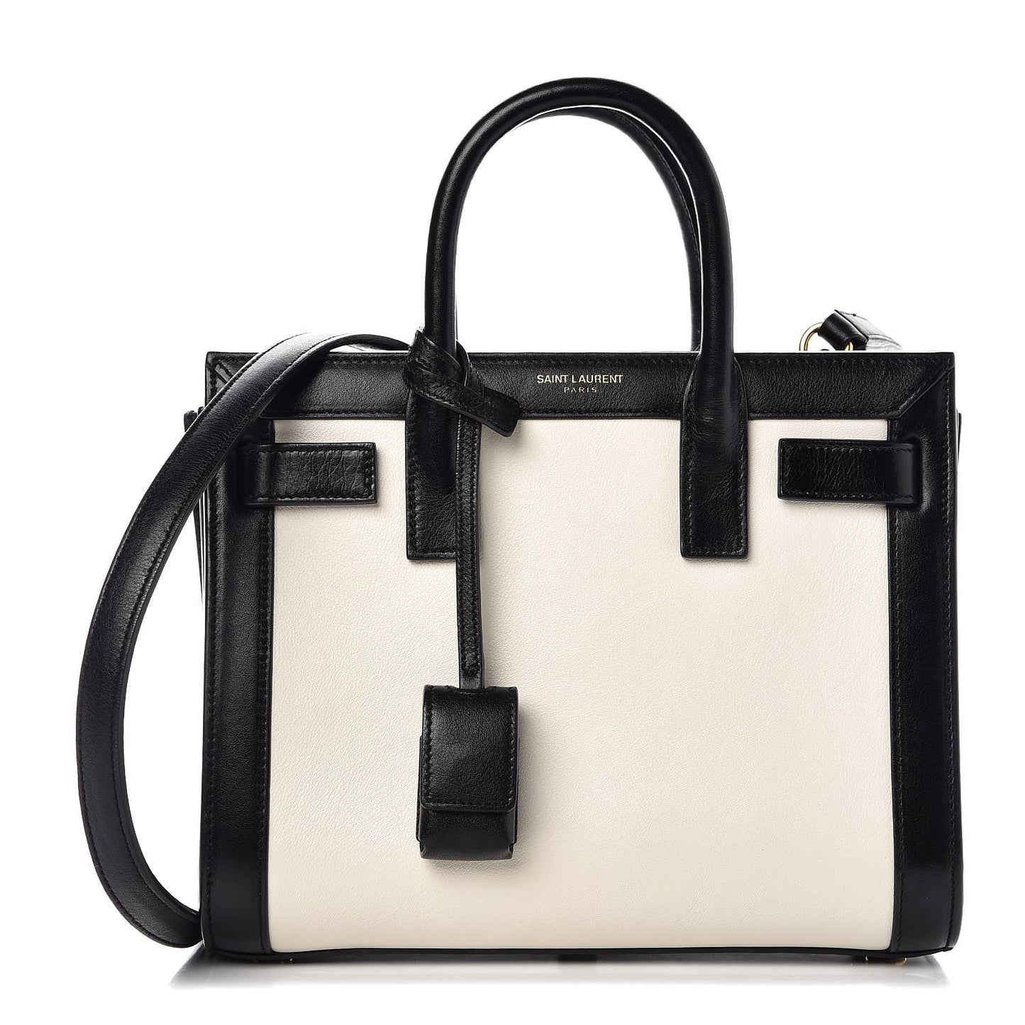 Calfskin Bi-Color Nano Sac De Jour Porcellana Black