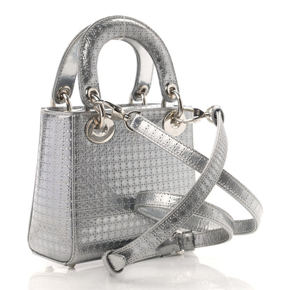 Christian Dior Metallic Patent Micro-Cannage Mini Lady Dior Silver 3 of 12
