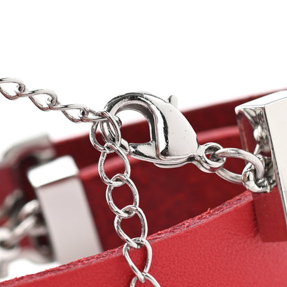 Christian Dior Calfskin Dior Heart Double Bracelet Red 4 of 5