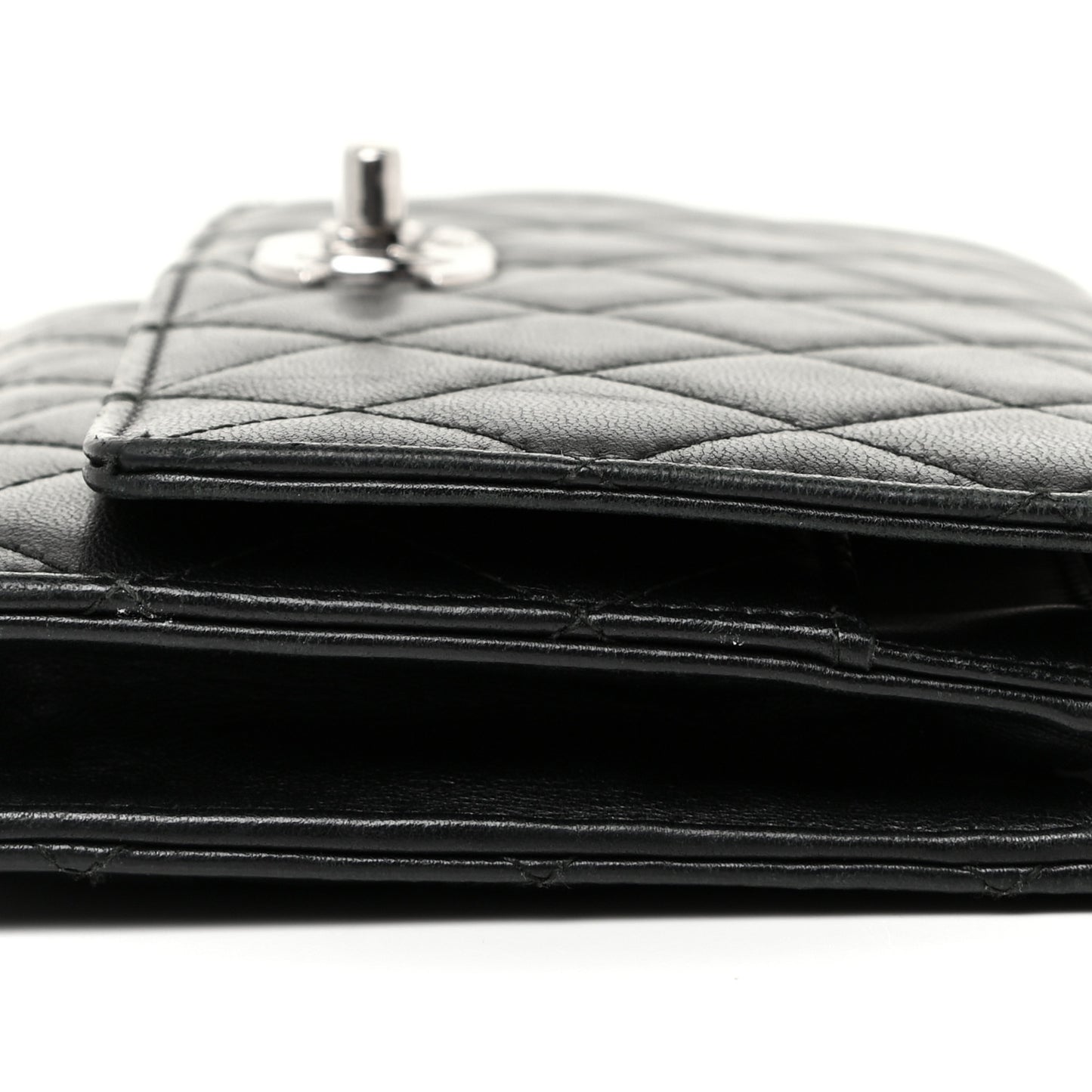 Lambskin Quilted Trendy CC Wallet On Chain WOC Black